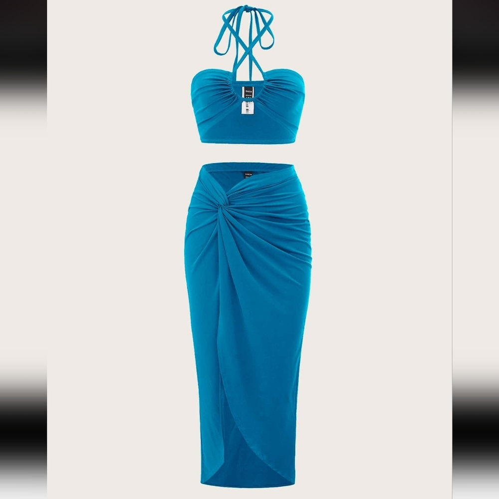 Shein Blue 2 Piece Resort Set